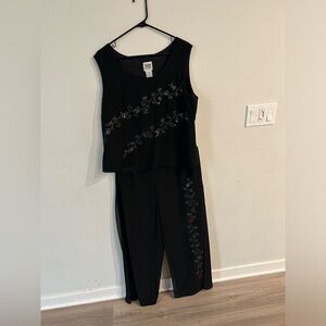 Plus size 16 R&M Richard’s 3 piece duster black pant set